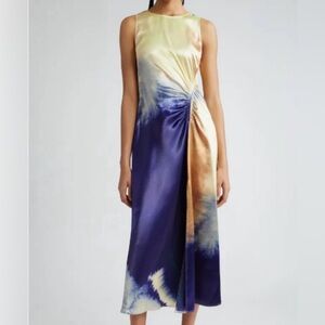 Ulla Johnson Cordelia Ruched Satin Midi Dress Sz 4